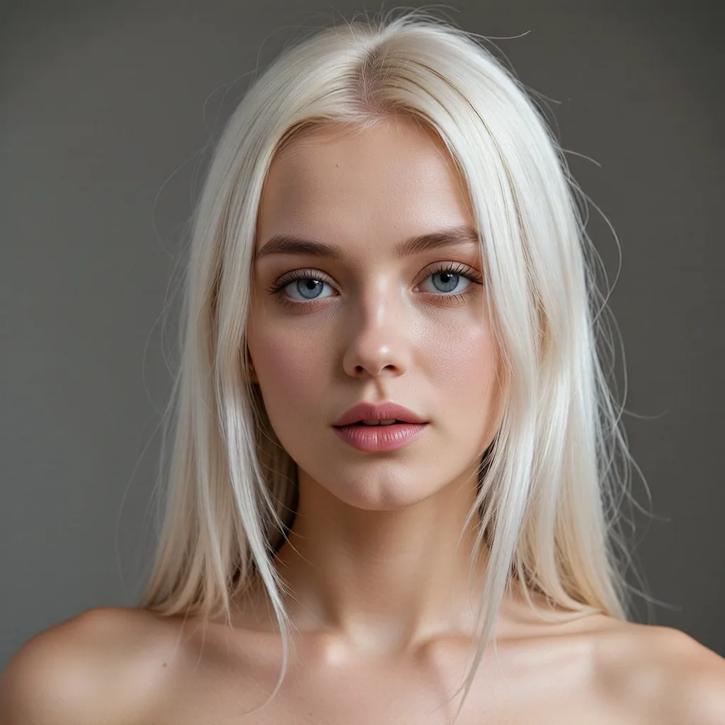 Adult platinum-blonde character concept in soft studio light